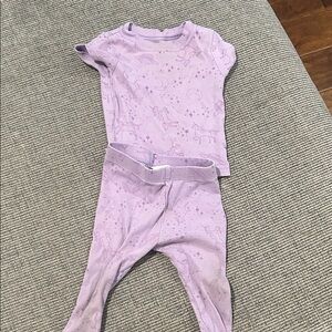 12M 2 piece purple unicorn stars & moon pajama set Short Sleeve